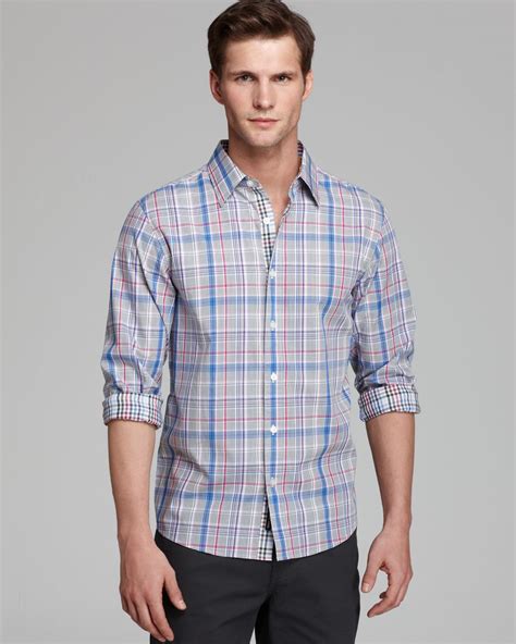 michael kors men's tailored fit blue cotton ls|Michael Kors.